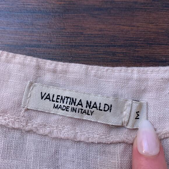 Valentina Naldi light tan linen sleeveless top size M - Picture 6 of 11